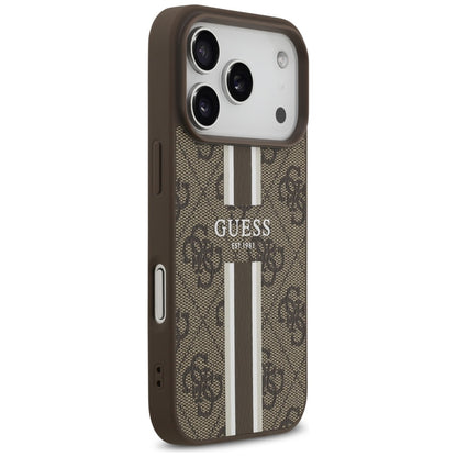 MagSafe ovitek za Apple iPhone 17 Pro, Guess, 4G Printed Stripes, rjava