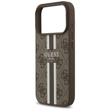 MagSafe ovitek za Apple iPhone 17 Pro, Guess, 4G Printed Stripes, rjava