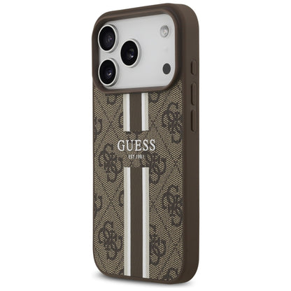 MagSafe ovitek za Apple iPhone 17 Pro, Guess, 4G Printed Stripes, rjava