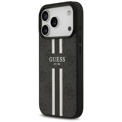 MagSafe ovitek za Apple iPhone 17 Pro, Guess, 4G Printed Stripes, črn