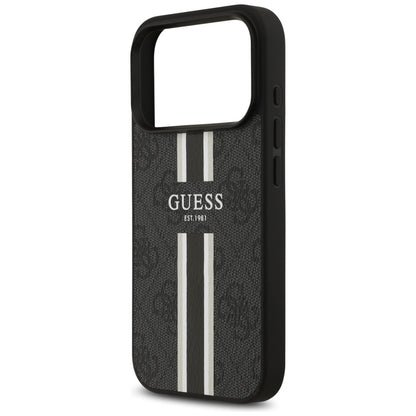MagSafe ovitek za Apple iPhone 17 Pro, Guess, 4G Printed Stripes, črn