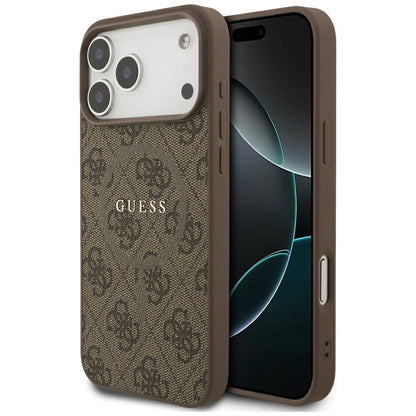Ovitek MagSafe za Apple iPhone 17 Pro, Guess, 4G Ring Classic Logo, rjava