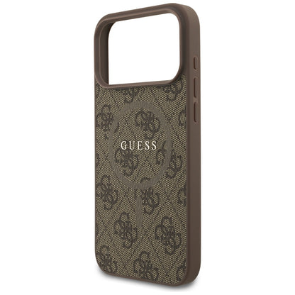 Ovitek MagSafe za Apple iPhone 17 Pro, Guess, 4G Ring Classic Logo, rjava