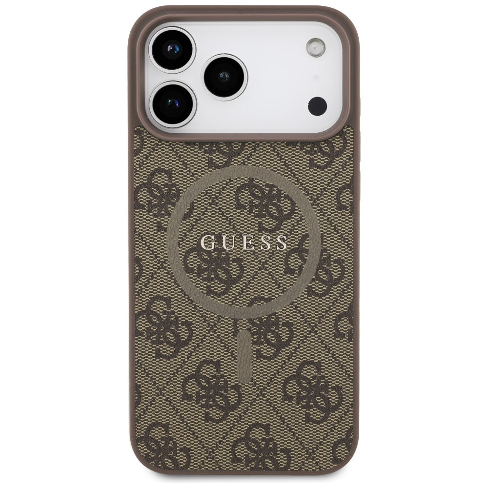 Ovitek MagSafe za Apple iPhone 17 Pro, Guess, 4G Ring Classic Logo, rjava