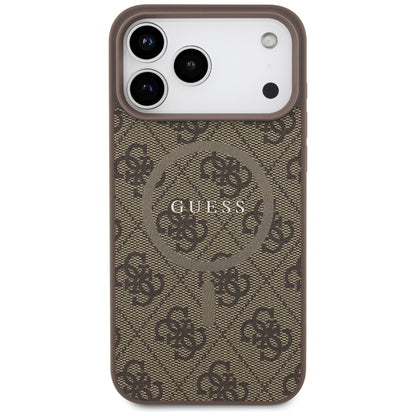 Ovitek MagSafe za Apple iPhone 17 Pro, Guess, 4G Ring Classic Logo, rjava