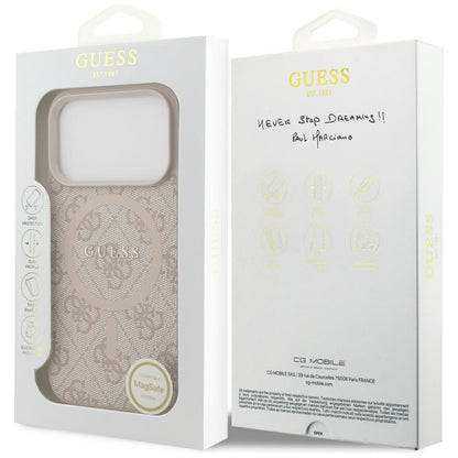 Ovitek MagSafe za Apple iPhone 17 Pro, Guess, 4G Ring Classic Logo, Roza