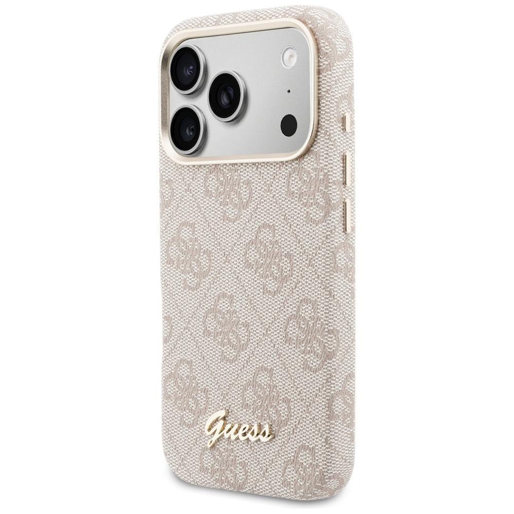 Ovitek MagSafe za Apple iPhone 17 Pro, Guess, 4G Script Logo, Roza