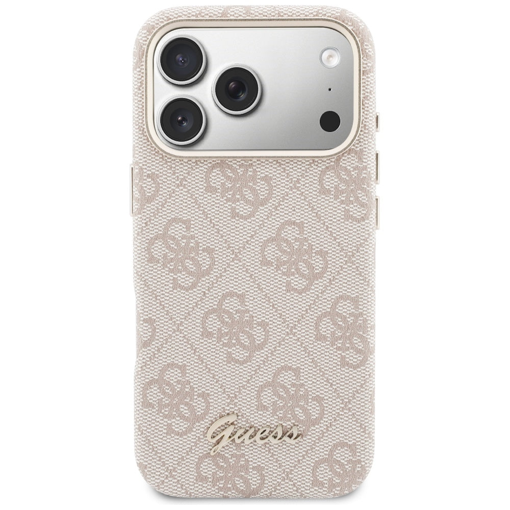 Ovitek MagSafe za Apple iPhone 17 Pro, Guess, 4G Script Logo, Roza