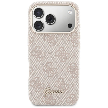 Ovitek MagSafe za Apple iPhone 17 Pro, Guess, 4G Script Logo, Roza