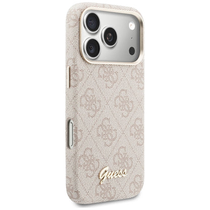 Ovitek MagSafe za Apple iPhone 17 Pro, Guess, 4G Script Logo, Roza