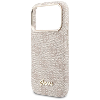 Ovitek MagSafe za Apple iPhone 17 Pro, Guess, 4G Script Logo, Roza