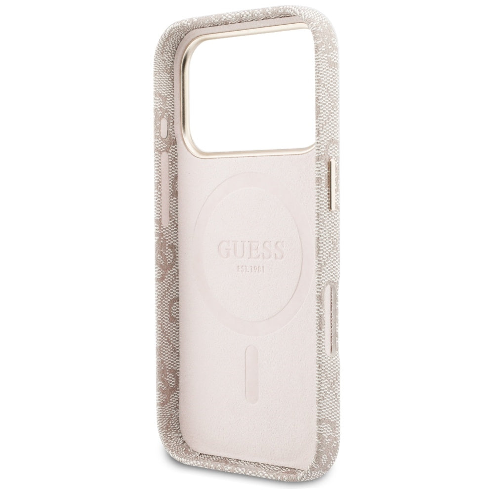 Ovitek MagSafe za Apple iPhone 17 Pro, Guess, 4G Script Logo, Roza