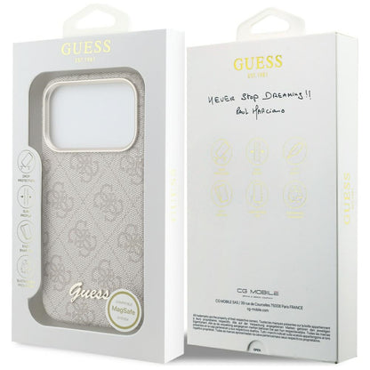 Ovitek MagSafe za Apple iPhone 17 Pro, Guess, 4G Script Logo, Roza