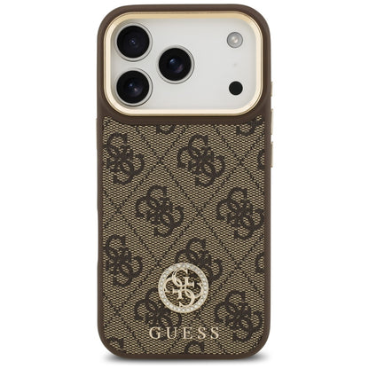 MagSafe ovitek za Apple iPhone 17 Pro, Guess, 4G Strass Logo, rjava