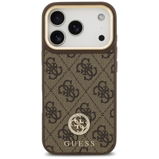 MagSafe ovitek za Apple iPhone 17 Pro, Guess, 4G Strass Logo, rjava