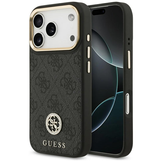 MagSafe ovitek za Apple iPhone 17 Pro, Guess, 4G Strass Logo, črn