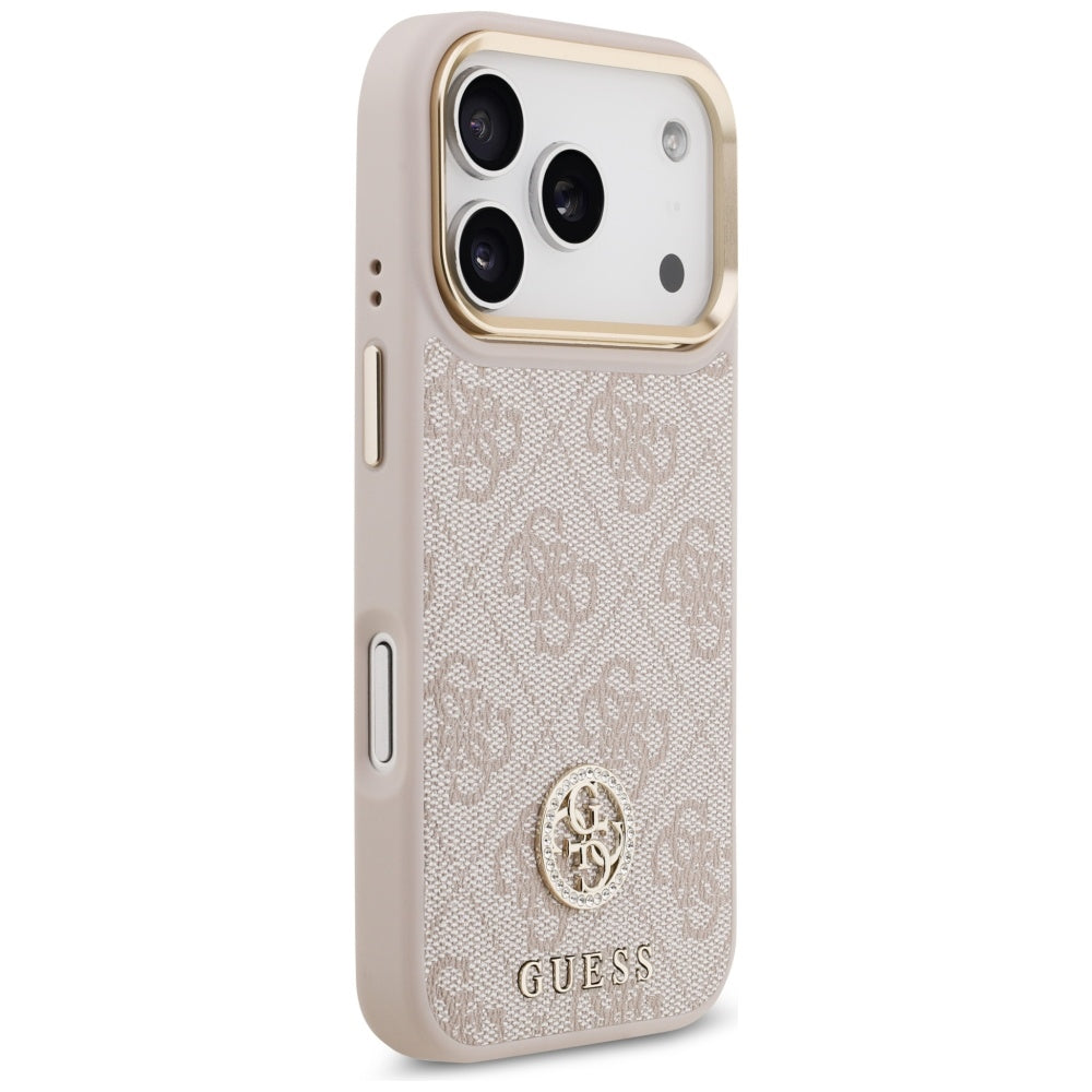 MagSafe ovitek za Apple iPhone 17 Pro, Guess, 4G Strass Logo, Roza
