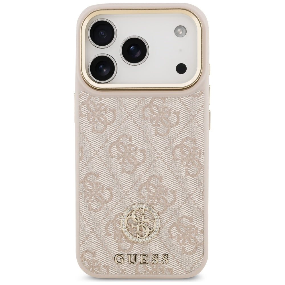 MagSafe ovitek za Apple iPhone 17 Pro, Guess, 4G Strass Logo, Roza