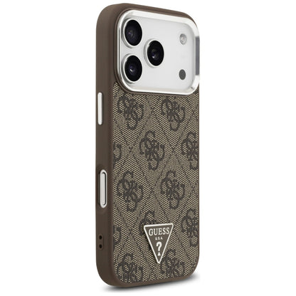 MagSafe ovitek za Apple iPhone 17 Pro, Guess, 4G Triangle Logo, Srebrno rjava