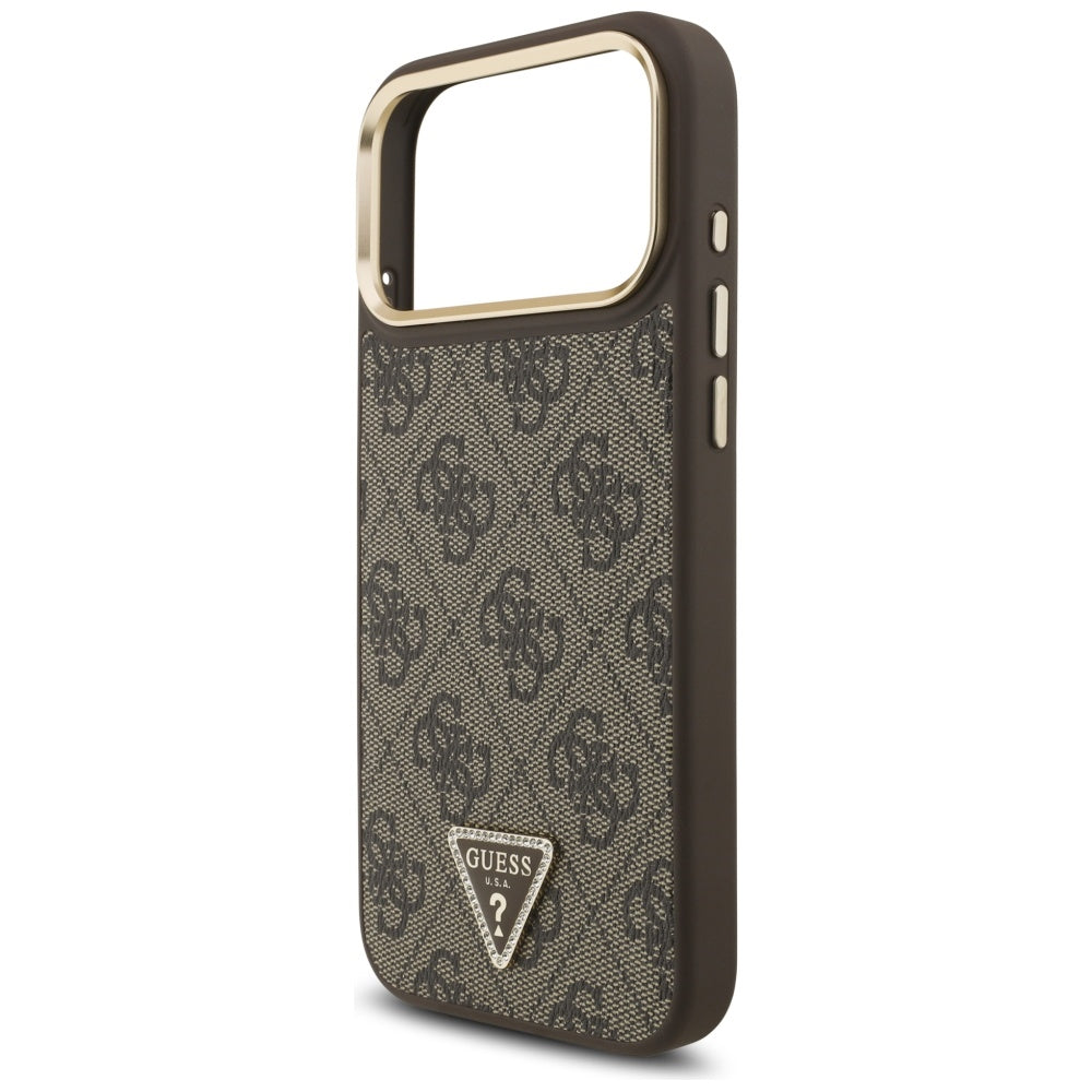 MagSafe ovitek za Apple iPhone 17 Pro, Guess, 4G Triangle Logo, Zlato rjava