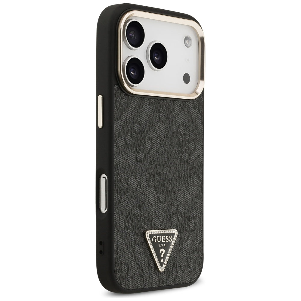 MagSafe ovitek za Apple iPhone 17 Pro, Guess, 4G Triangle Logo, črno zlat