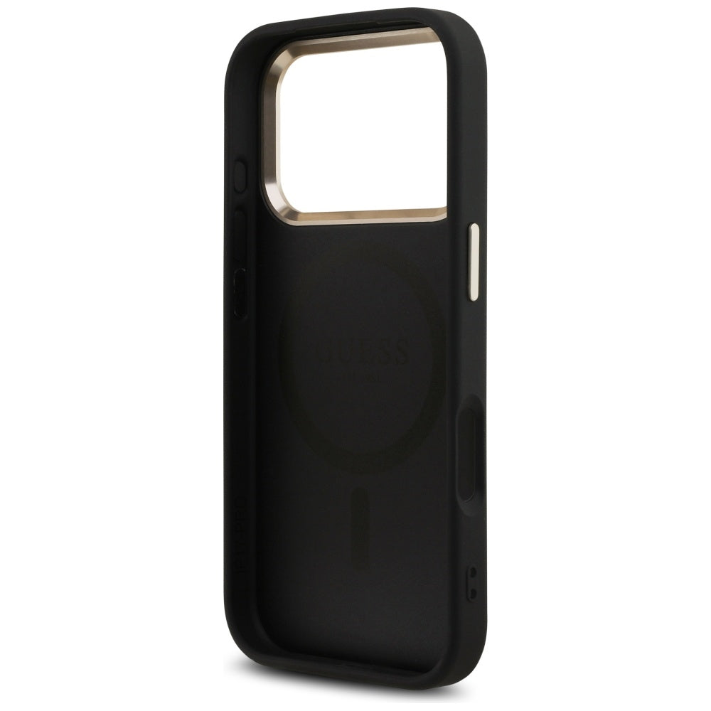 MagSafe ovitek za Apple iPhone 17 Pro, Guess, 4G Triangle Logo, črno zlat