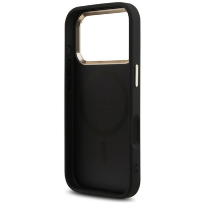 MagSafe ovitek za Apple iPhone 17 Pro, Guess, 4G Triangle Logo, črno zlat