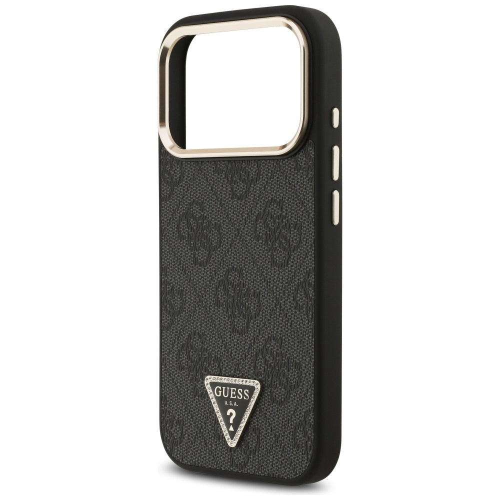 MagSafe ovitek za Apple iPhone 17 Pro, Guess, 4G Triangle Logo, črno zlat