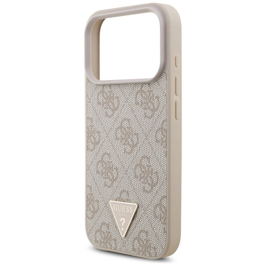 MagSafe ovitek za Apple iPhone 17 Pro, Guess, 4G Triangle Logo with Pearl Strap, Roza