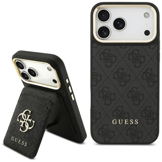Ovitek MagSafe za Apple iPhone 17 Pro, Guess, Cardslot 4G, Črn