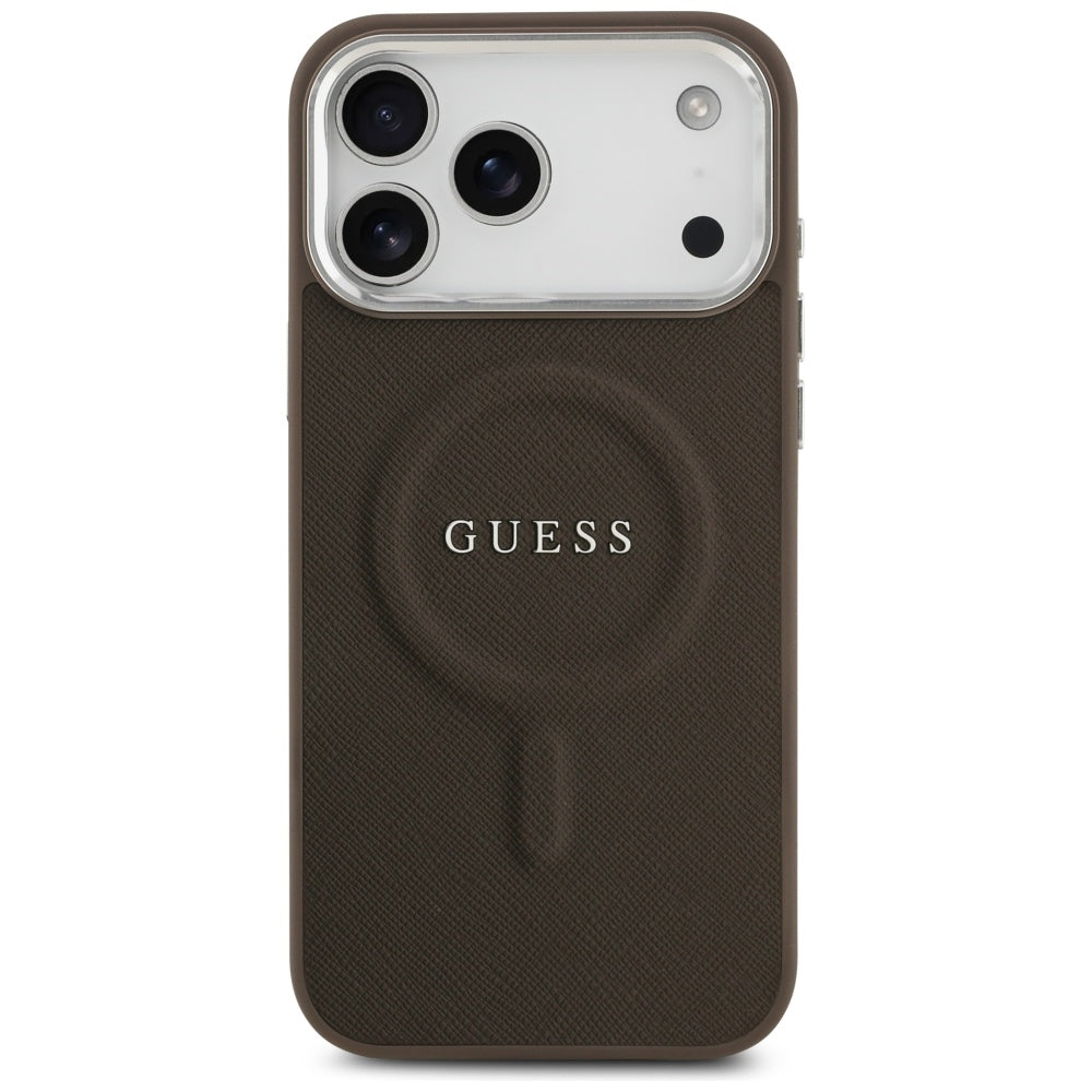 MagSafe ovitek za Apple iPhone 17 Pro, Guess, Classic Logo, Rjava