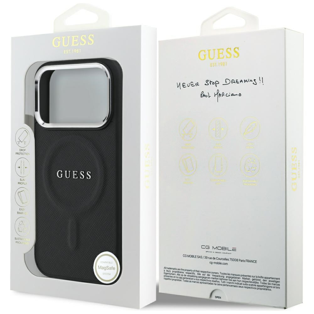 MagSafe ovitek za Apple iPhone 17 Pro, Guess, Classic Logo, črn