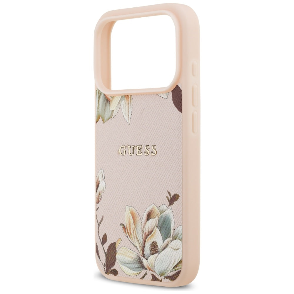 Ovitek MagSafe za Apple iPhone 17 Pro, Guess, Grained Flowers, Roza