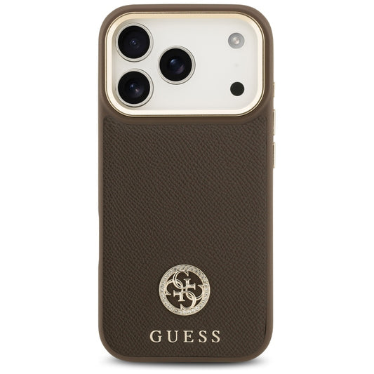 Ovitek MagSafe za Apple iPhone 17 Pro, Guess, Grained Strass Logo, Rjava