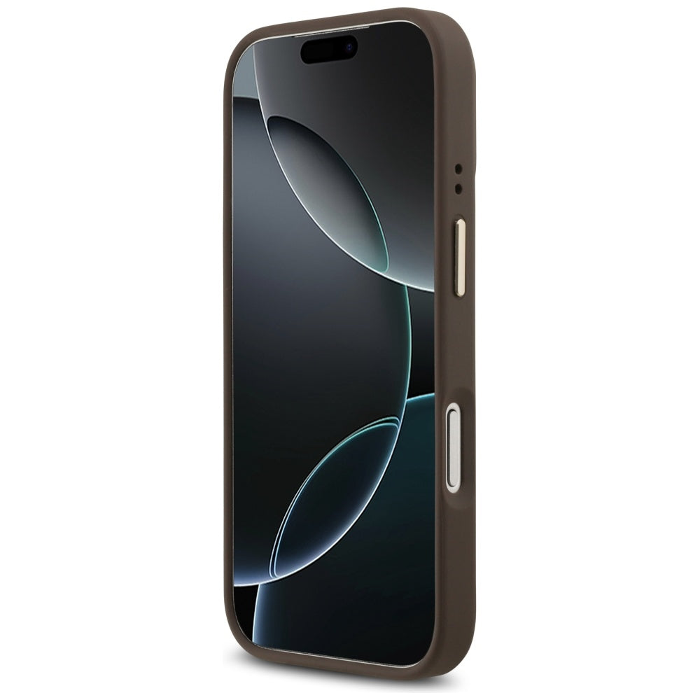 MagSafe Case for Apple iPhone 17 Pro, Guess, Grained Strass Logo, Brown