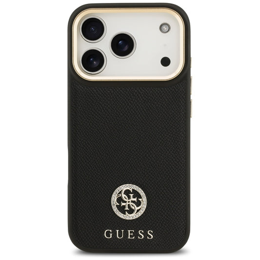 Ovitek MagSafe za Apple iPhone 17 Pro, Guess, Grained Strass Logo, Črn