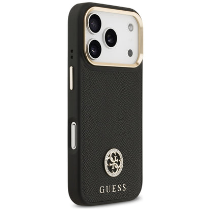 Ovitek MagSafe za Apple iPhone 17 Pro, Guess, Grained Strass Logo, Črn