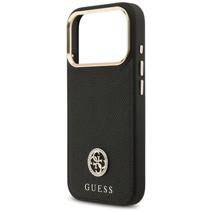 Ovitek MagSafe za Apple iPhone 17 Pro, Guess, Grained Strass Logo, Črn