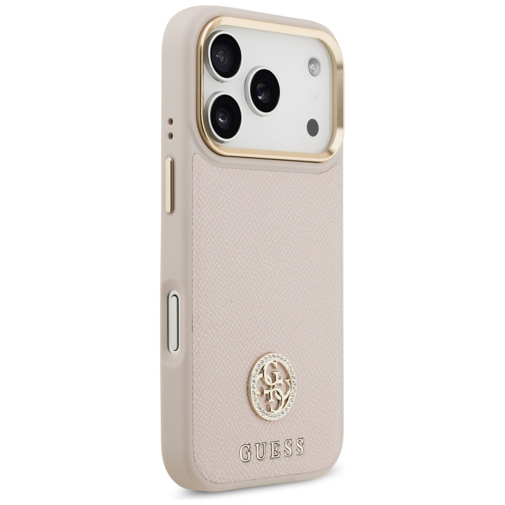 Ovitek MagSafe za Apple iPhone 17 Pro, Guess, Grained Strass Logo, Roza