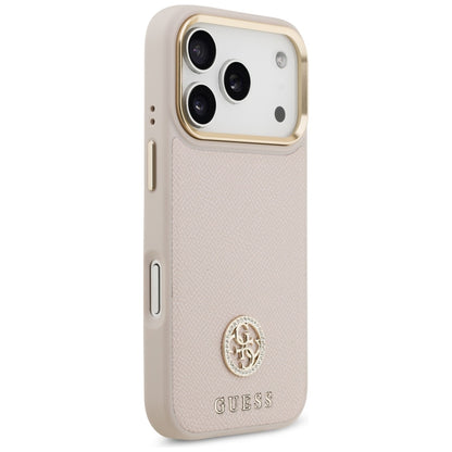 Ovitek MagSafe za Apple iPhone 17 Pro, Guess, Grained Strass Logo, Roza