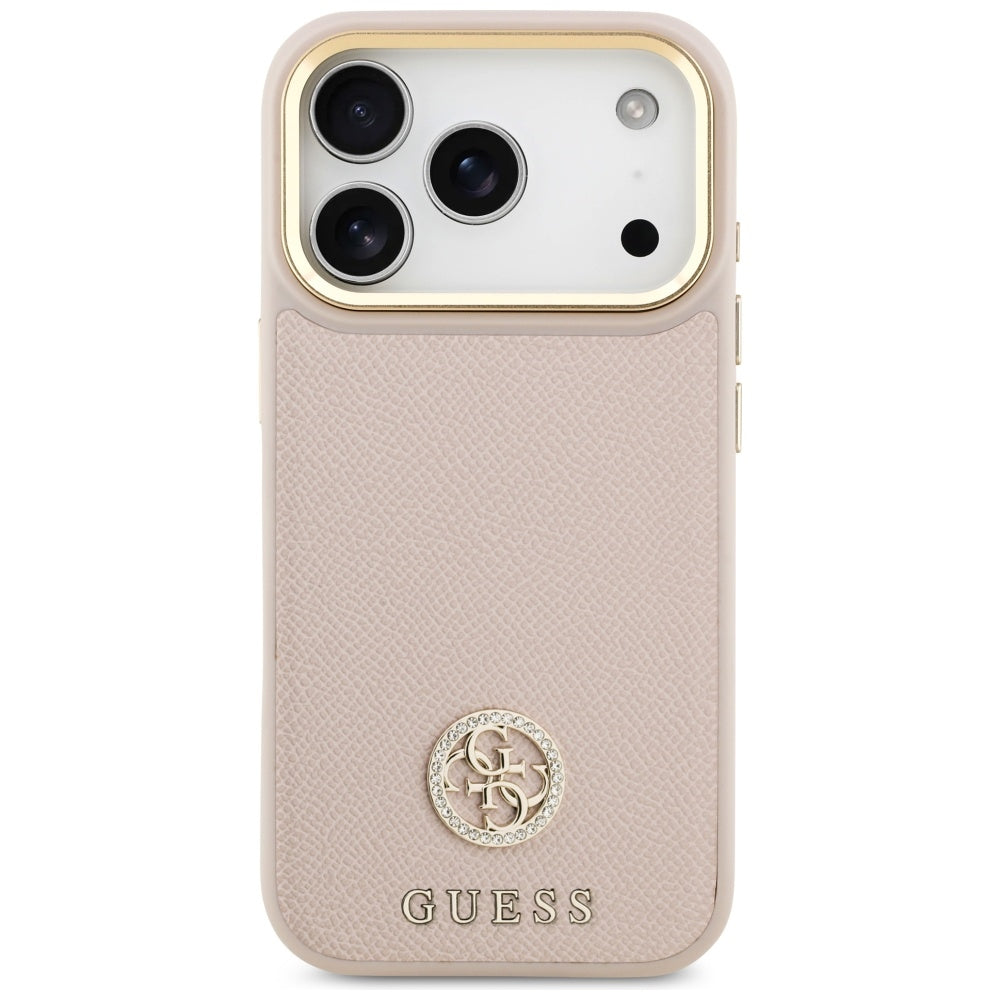 Ovitek MagSafe za Apple iPhone 17 Pro, Guess, Grained Strass Logo, Roza