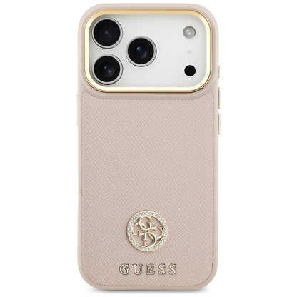 Ovitek MagSafe za Apple iPhone 17 Pro, Guess, Grained Strass Logo, Roza