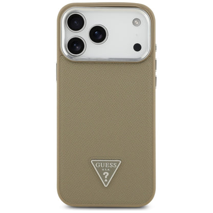 Ovitek MagSafe za Apple iPhone 17 Pro, Guess, Grained Triangle Logo, Rjava