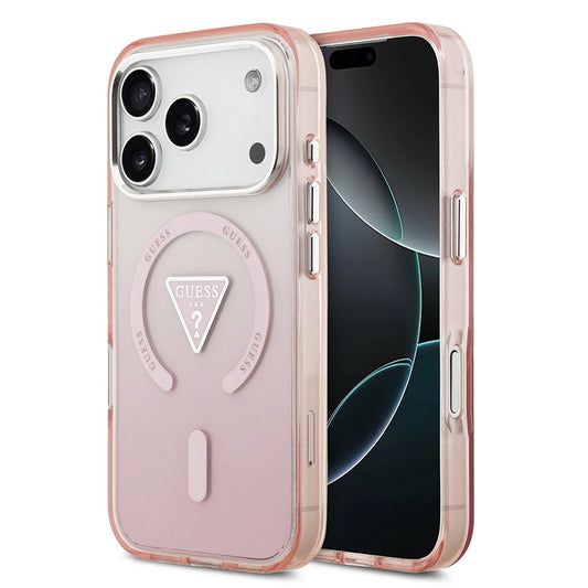 Ovitek MagSafe za Apple iPhone 17 Pro, Guess, IML Gradient Triangle Logo, Roza