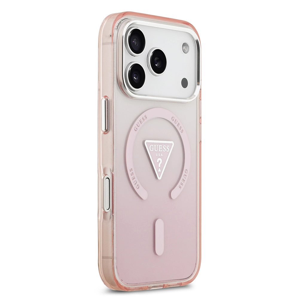 Ovitek MagSafe za Apple iPhone 17 Pro, Guess, IML Gradient Triangle Logo, Roza