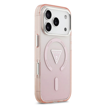 Ovitek MagSafe za Apple iPhone 17 Pro, Guess, IML Gradient Triangle Logo, Roza