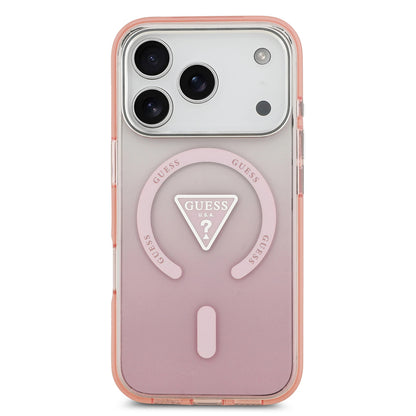 Ovitek MagSafe za Apple iPhone 17 Pro, Guess, IML Gradient Triangle Logo, Roza