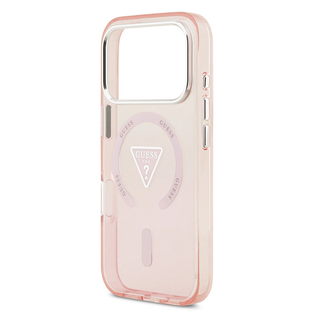 Ovitek MagSafe za Apple iPhone 17 Pro, Guess, IML Gradient Triangle Logo, Roza