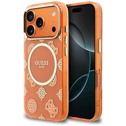 Ovitek MagSafe za Apple iPhone 17 Pro, Guess, IML Peony Dot, Oranžen