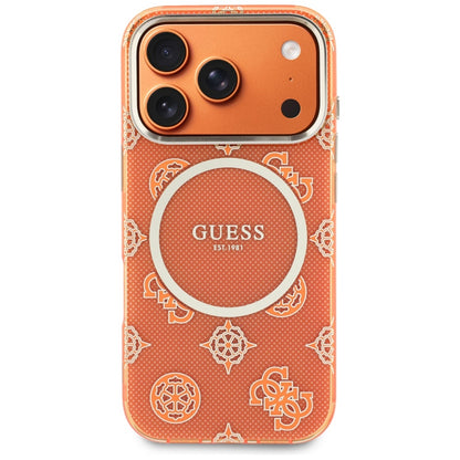 Ovitek MagSafe za Apple iPhone 17 Pro, Guess, IML Peony Dot, Oranžen